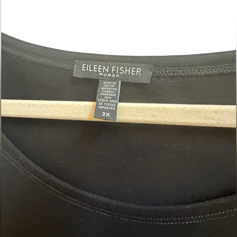 Eileen Fisher Viscose Stretch Dress Sz 3X Black & Brown Colorblock Dress - Picture 2 of 5